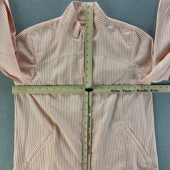 ORVIS Jacket Womens Medium Peach White‎ Striped Full Zip Seersucker Lightweight - Picture 10 of 12